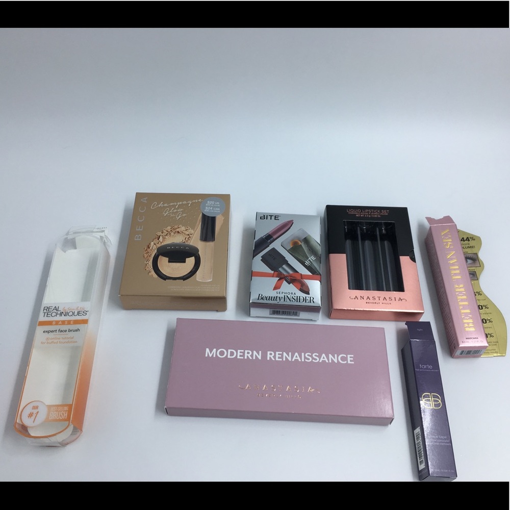 lot of makeup boxes